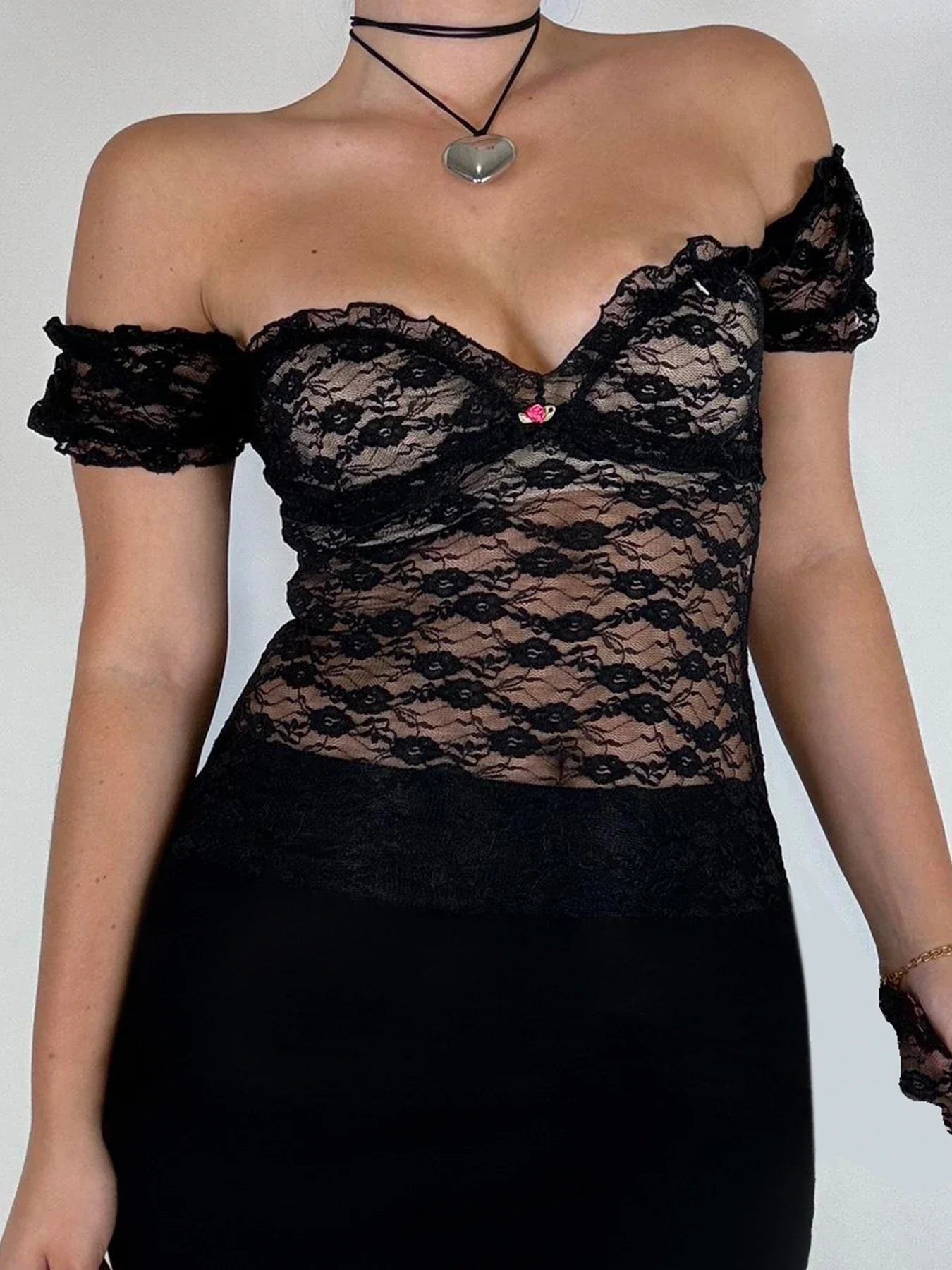Sexy SeeThrough Square Collar Crop Top