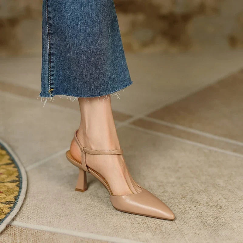 Pointed Toe Slingback Ankle Strap Heels 2