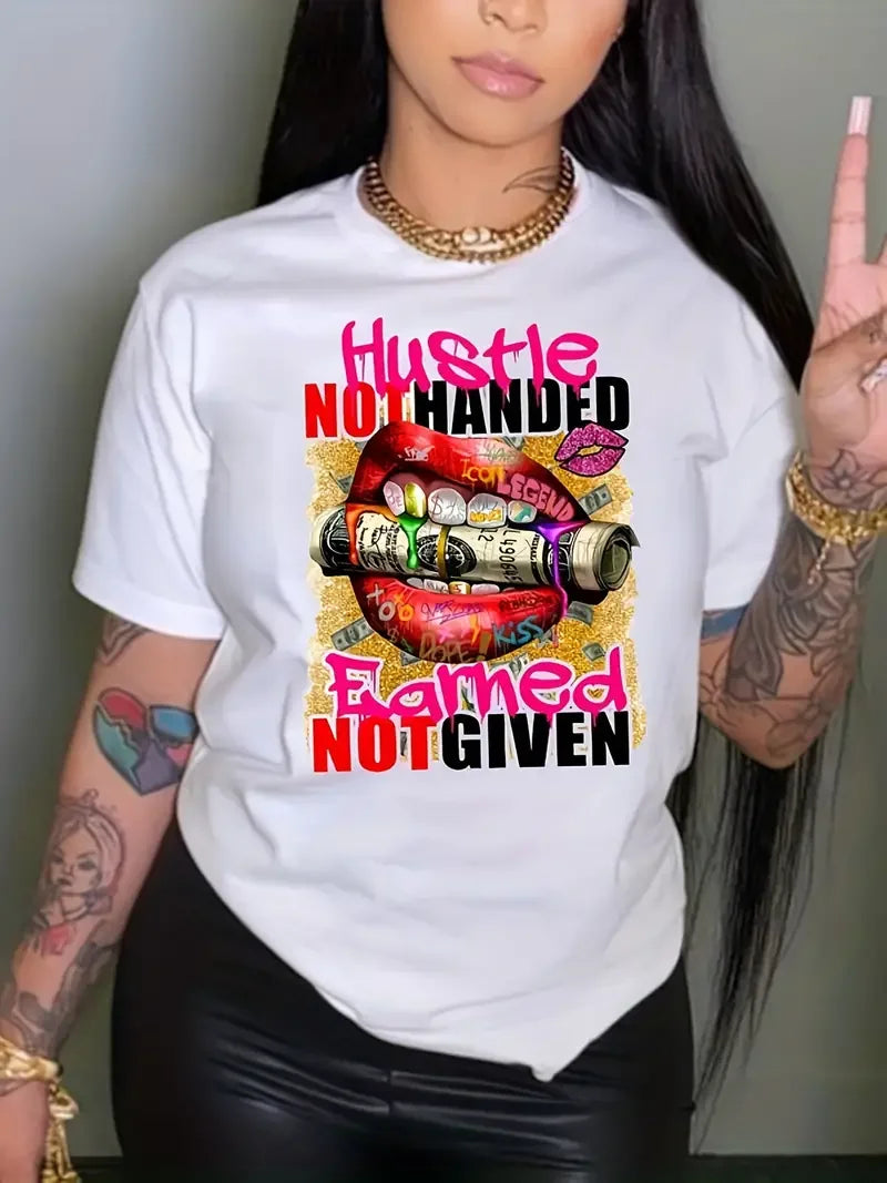 Lip Slogan Stretch Fit Tshirt