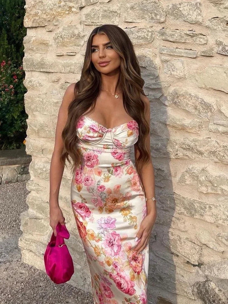 Lucy Floral Satin Maxi Dress