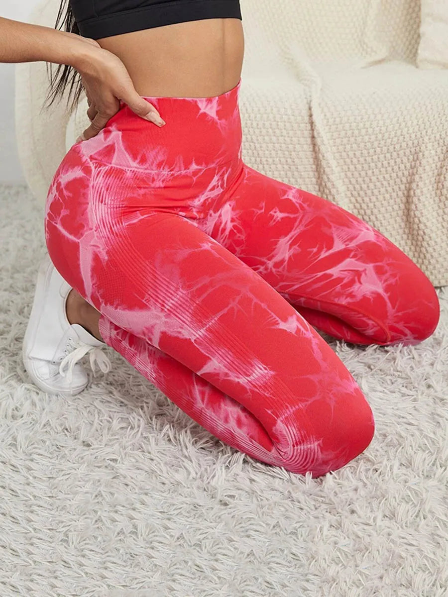 Tie Dye Waist Tummy Control Seamless Push Up Yoga Legging