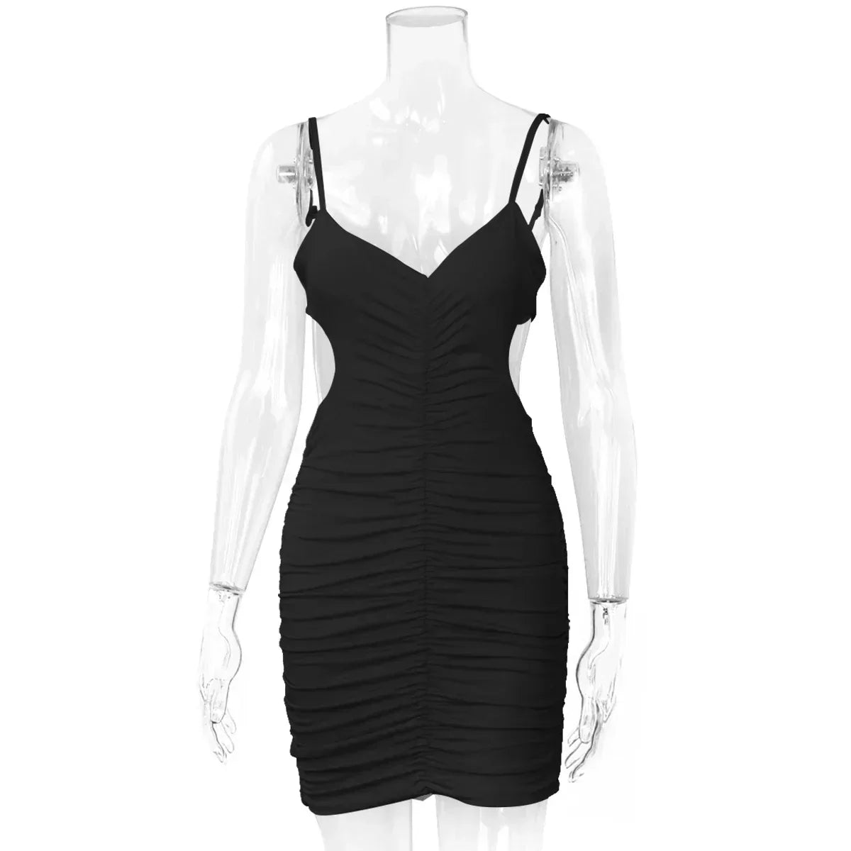 Backless Pleated Hollowed Out Suspender Wrap Buttocks Summer New Slim Nightclub Cut Out Dress