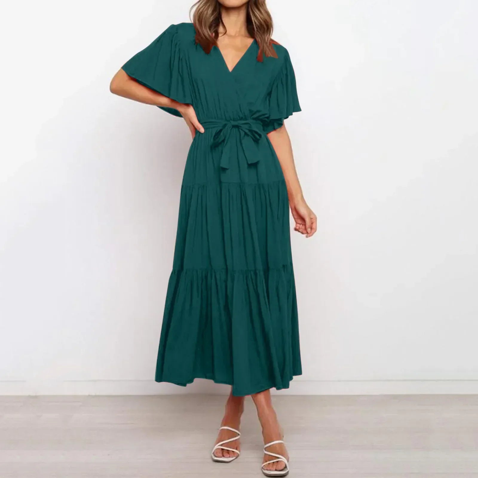 Cupaima Maxi Dress with a Deep V-neck for Women Timeless Daily Style