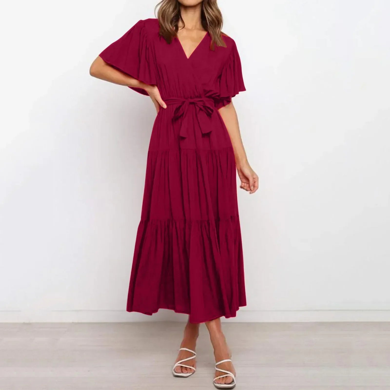 Cupaima Maxi Dress with a Deep V-neck for Women Timeless Daily Style