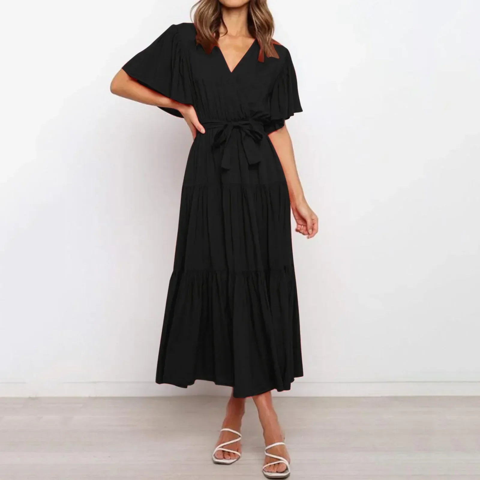 Cupaima Maxi Dress with a Deep V-neck for Women Timeless Daily Style