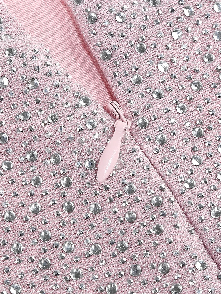 Sexy Halter Neck Shiny Diamonds Bow Maxi Dress Backless Party Dress
