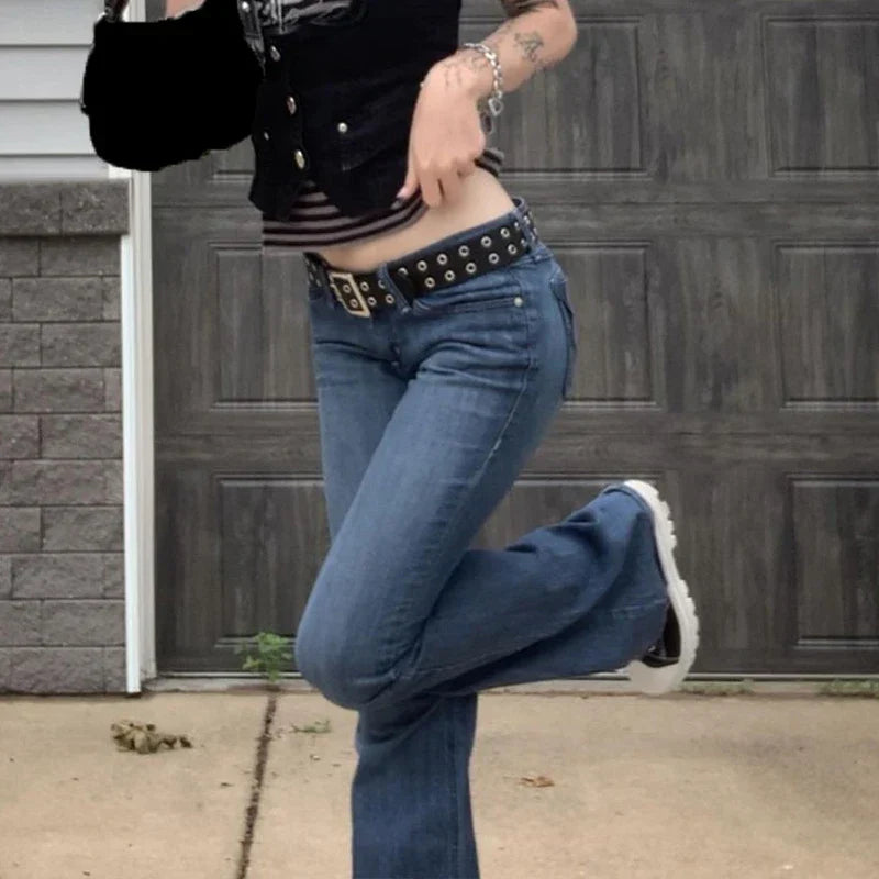 Blue Bell Bottom Bootcut Fashion Streetwear Jeans