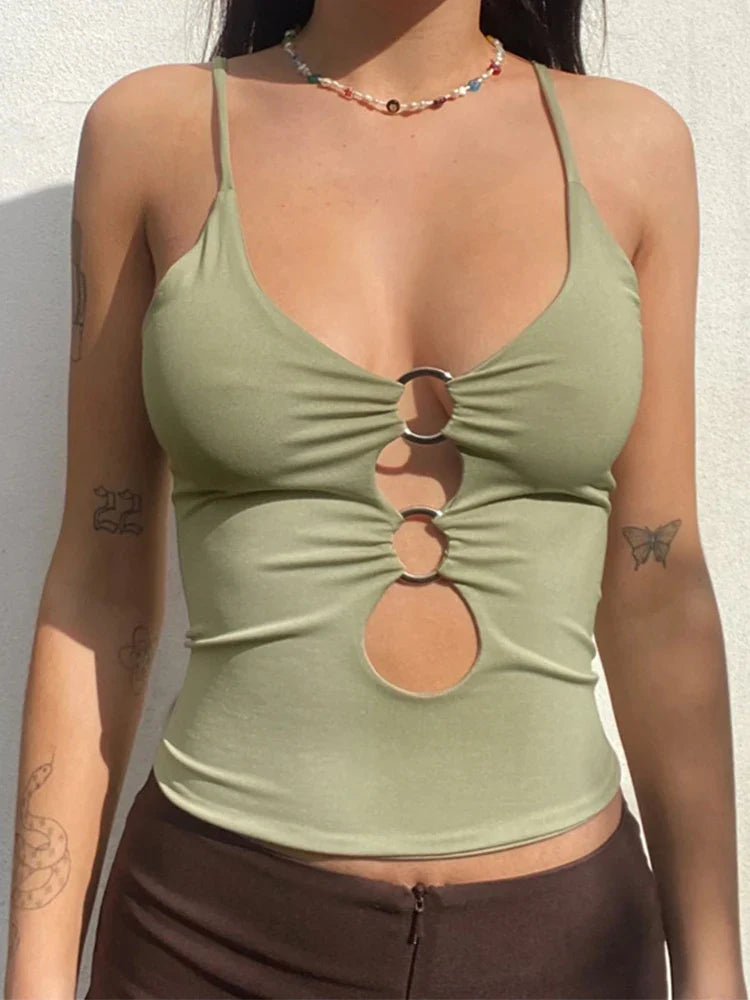 Casual Sleeveless Backless Hollow Out Sexy Cami Top