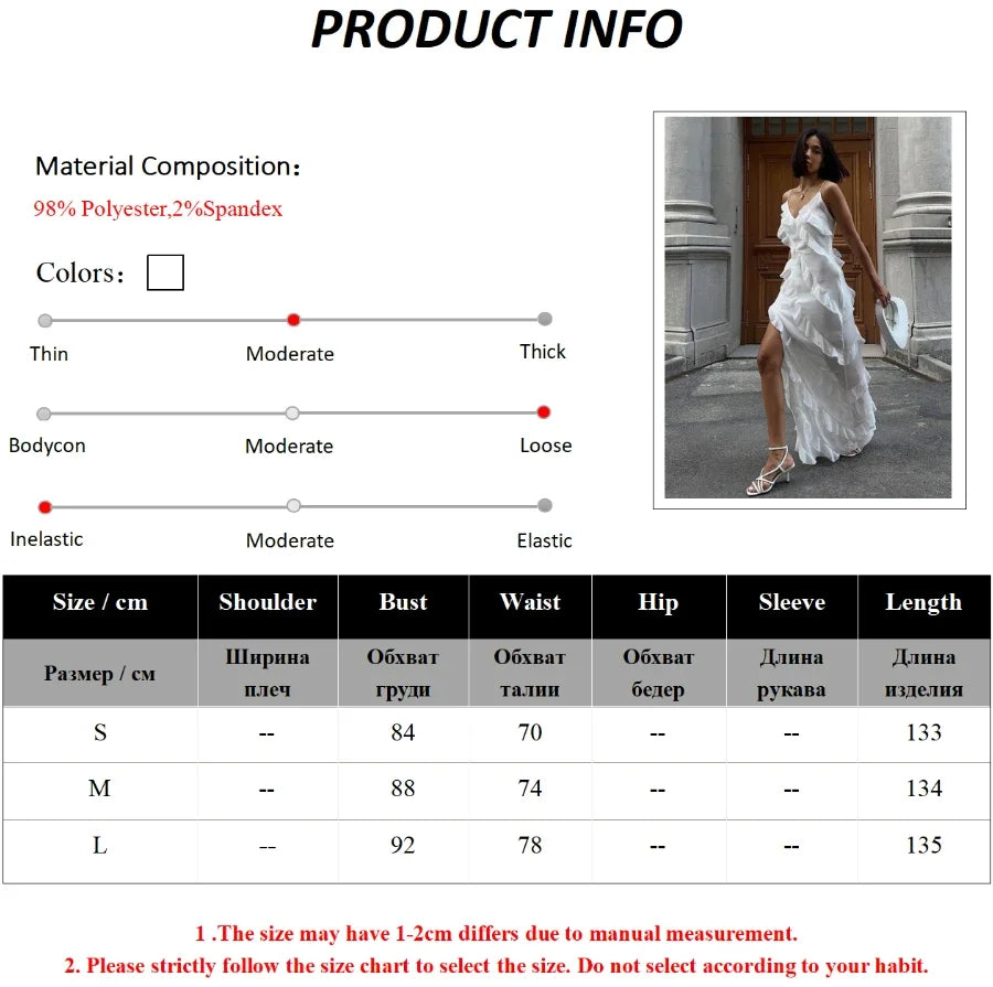Wolfeel Women's Fashionable Lace V neck Spaghetti Strap Dress Summer Solid Color Female Beach Style Sexy Slit Long Dresses