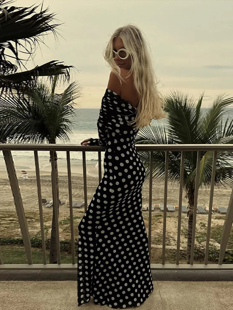 Bella Sexy Polka Dot Off Shoulder Dress