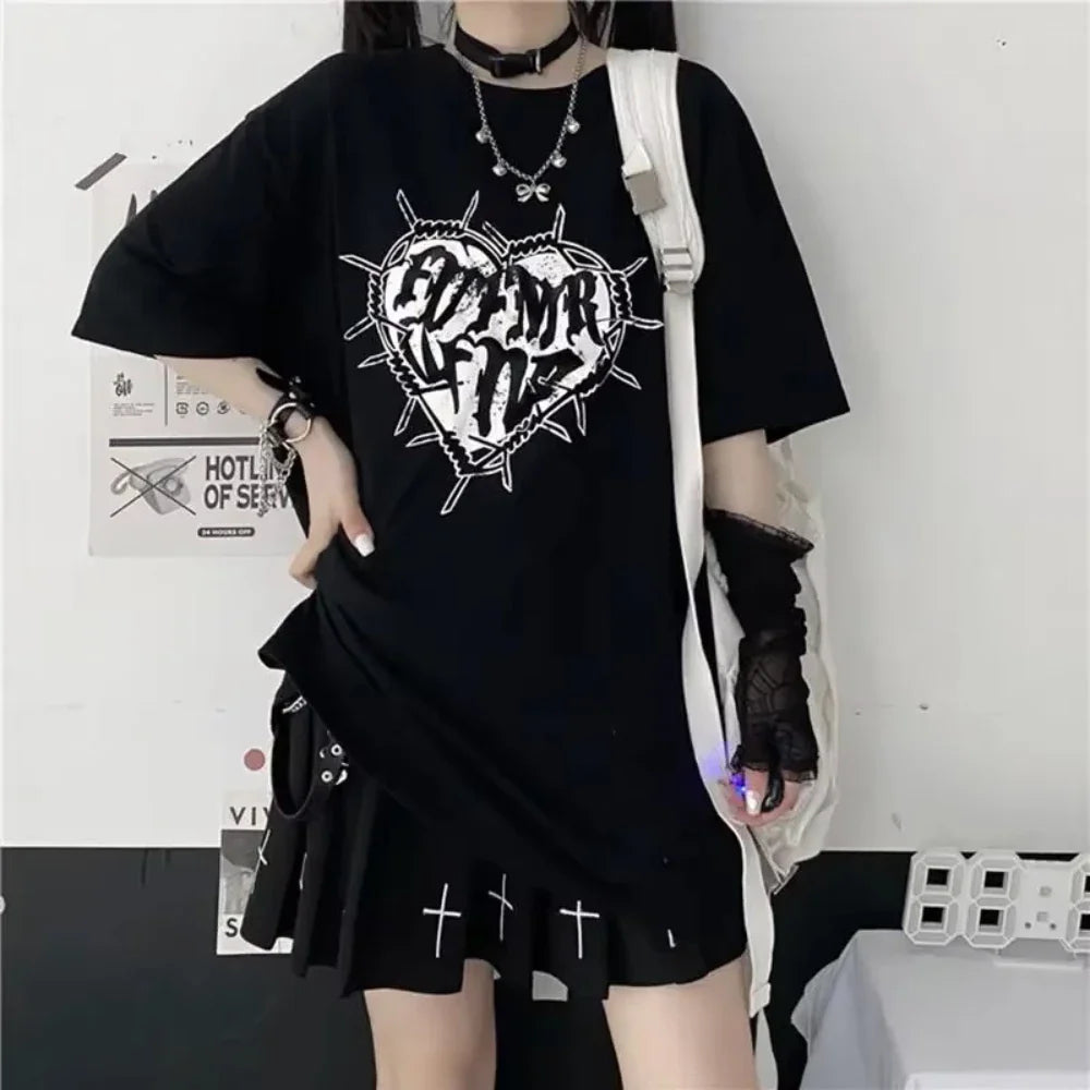 Gothic Vintage Print Black Tshirt