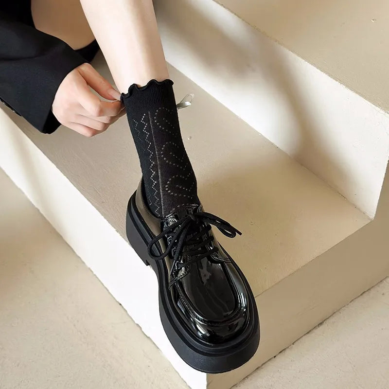 Fur Round Toe Casual Sneakers Platform AllMatch Modis Oxfords Derby Loafers