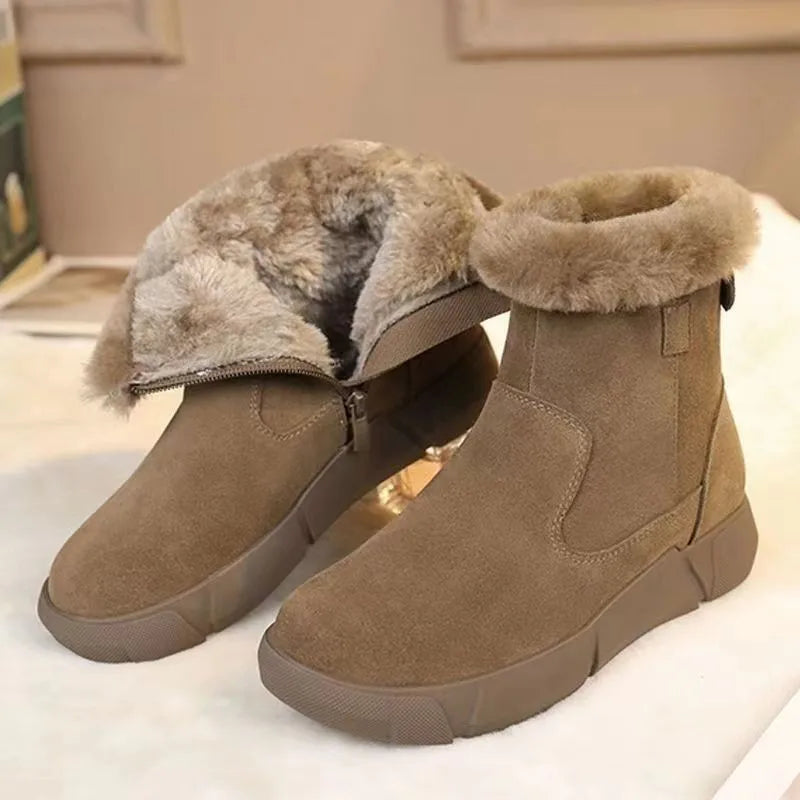 Fur Winter Suede Wool Warm Nonslip Casual Booties Snow Boot