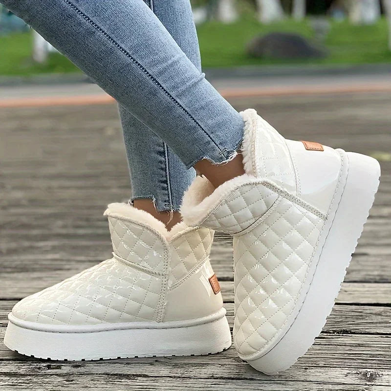 Thicken Slipon Heighten Waterproof Plush Warm Flat Snow Boot