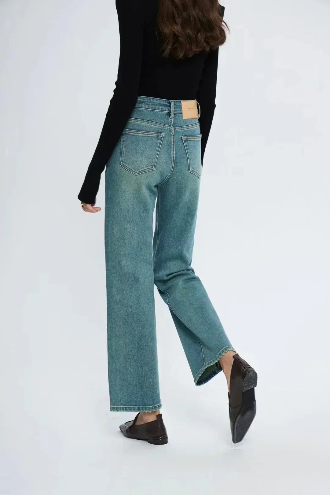 Straight Leg Denim Pant New Korean Woman Female Spring 2024 Jean Blue / 25