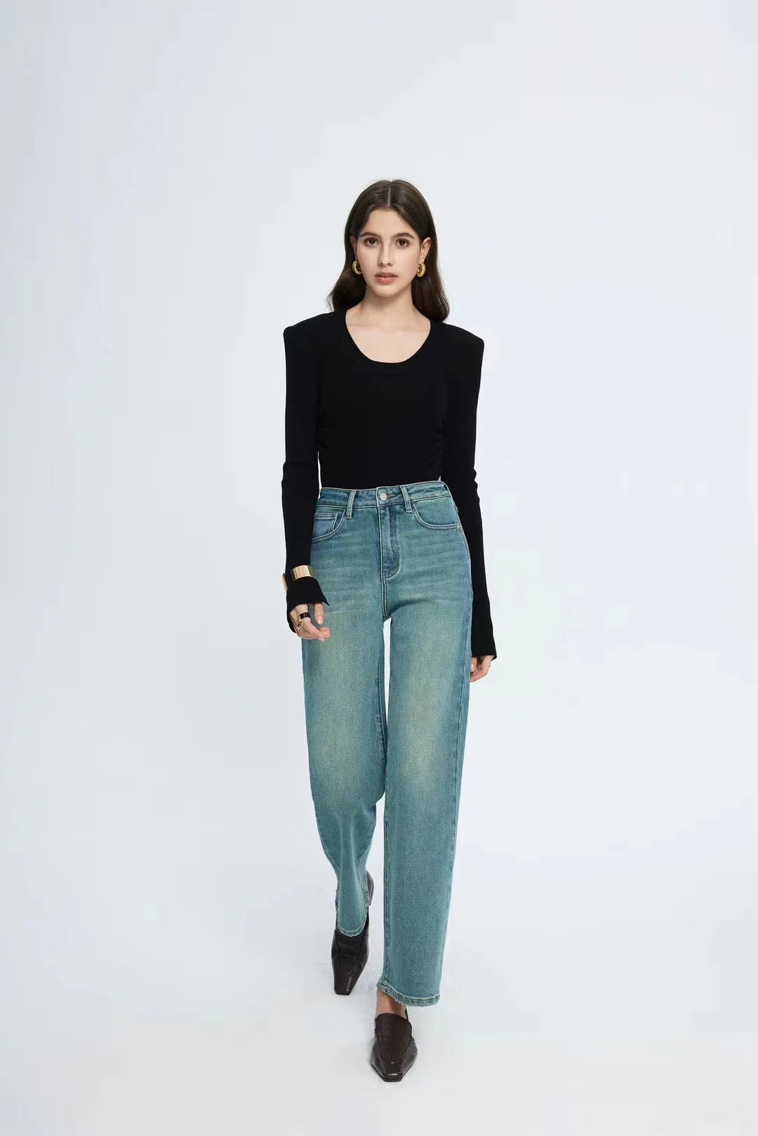 Straight Leg Denim Pant New Korean Straight Woman Female Spring Jean