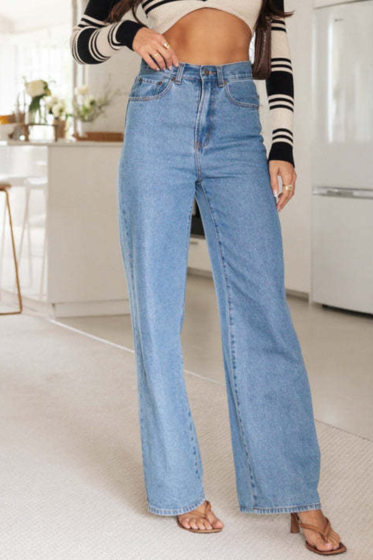 Rise High Wide-Leg Jeans Blue / S Pants