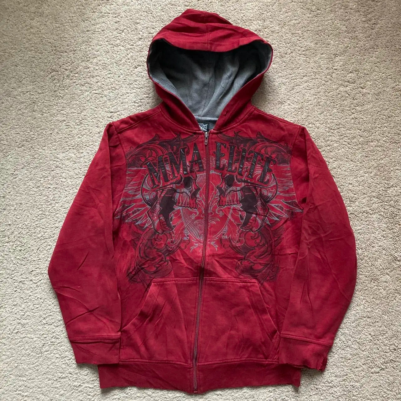 Joker Print Fleece Hoodie red 1 / M