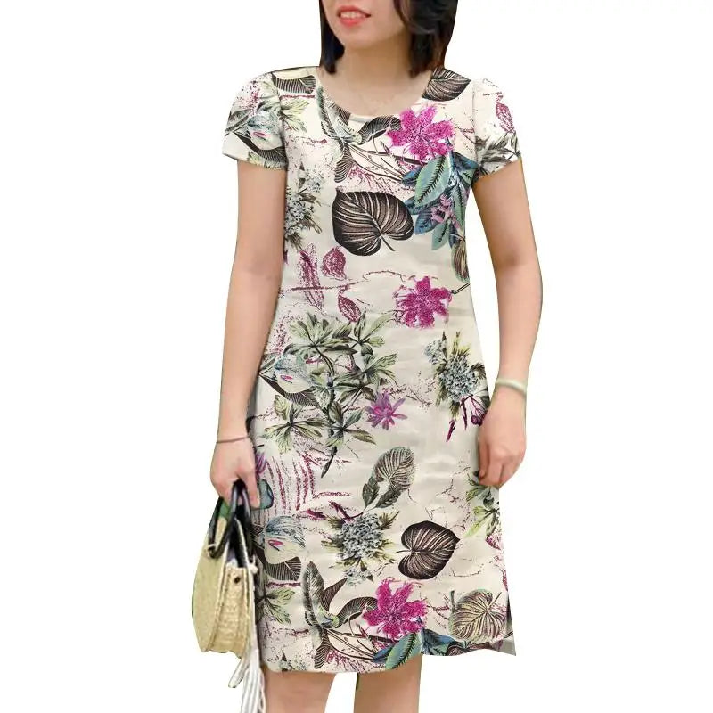 Vintage Short Sleeve Floral Holiday Floral Dress Red / S oldfloraldress-250126