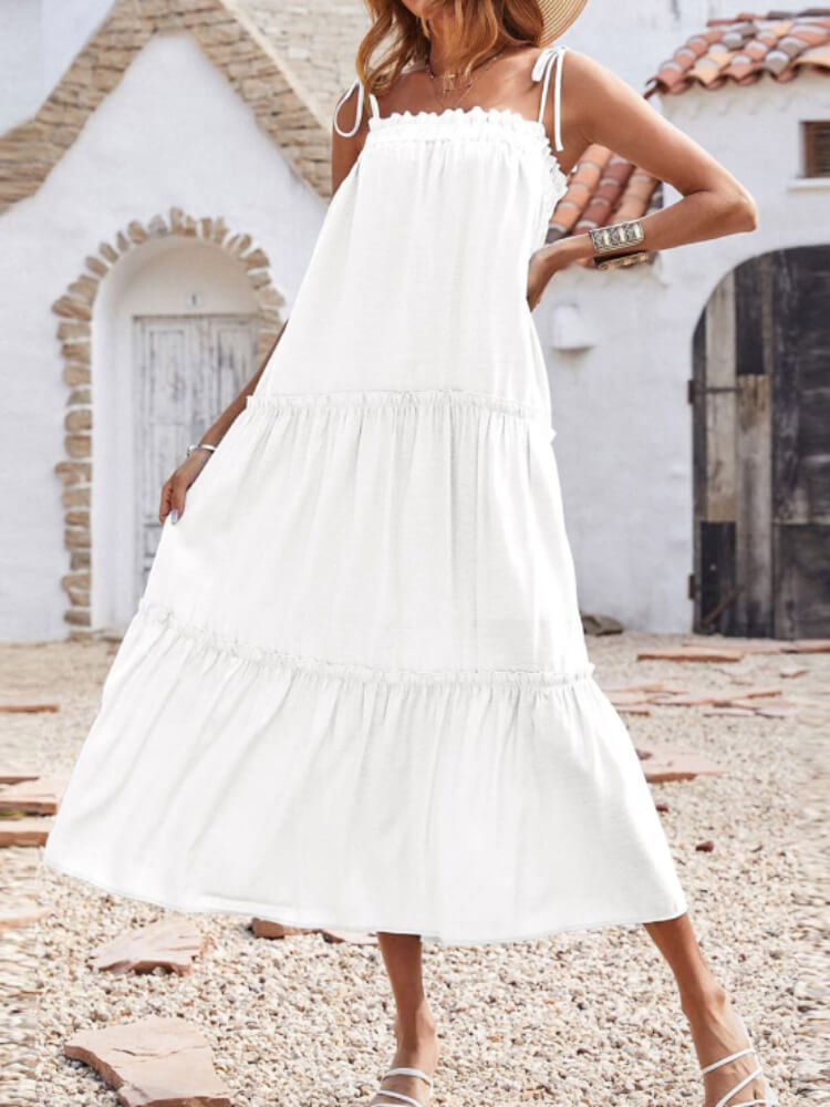 Summer Adjustable Spaghetti Strap Sleeveless Dresses