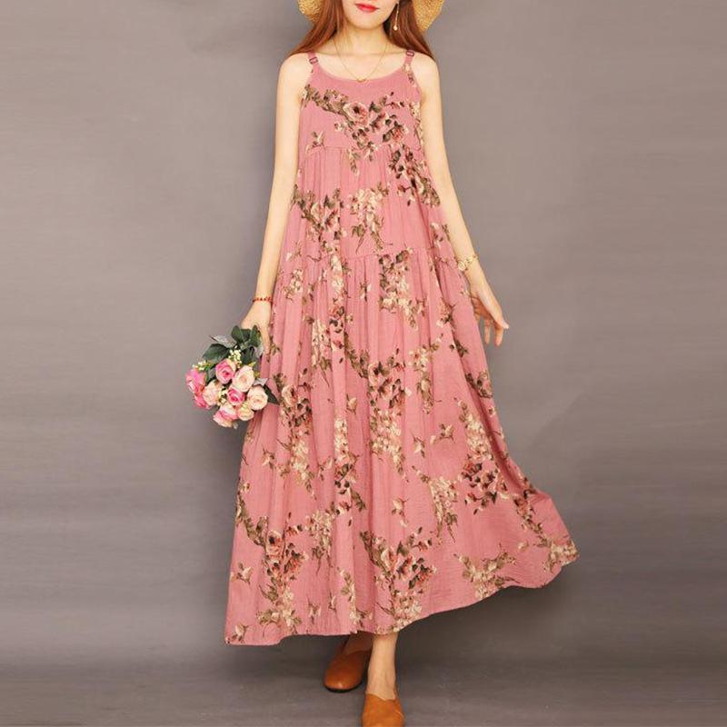 Summer Floral Printed Cool Suspender Dress