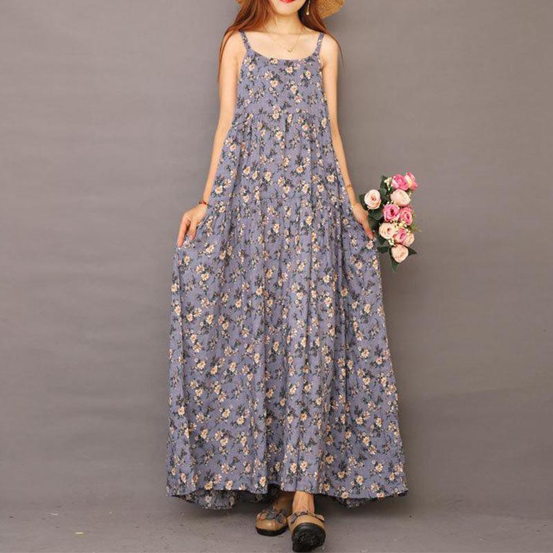 Summer Floral Printed Cool Suspender Dress