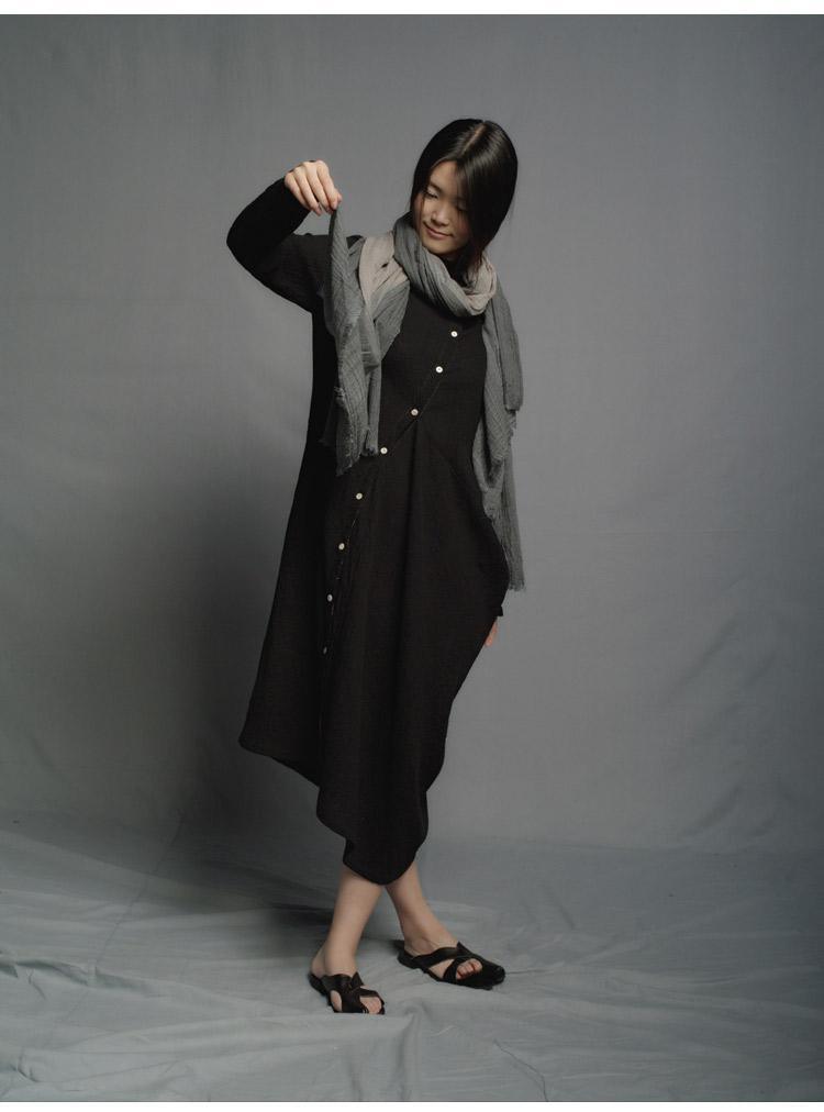 Spring Summer Irregular Solid Color Midi Dress
