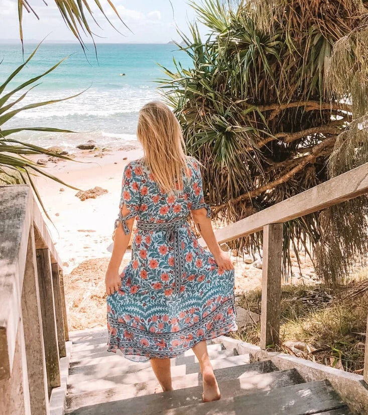 Wrap Marigold Floral Boho Dress