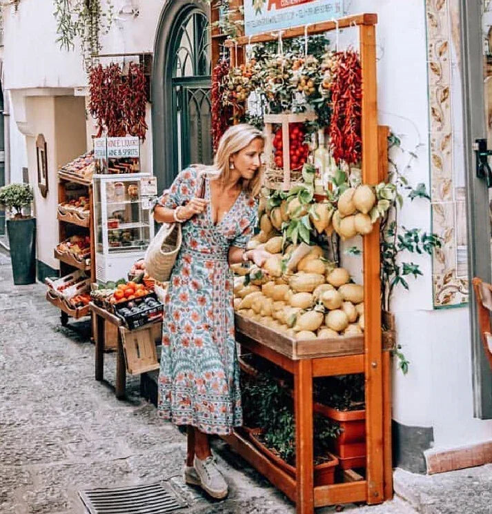 Wrap Marigold Floral Boho Dress