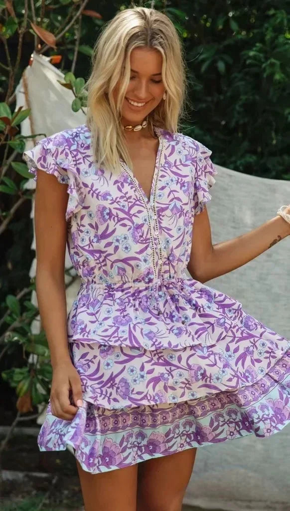Purple Mini Boho Dress