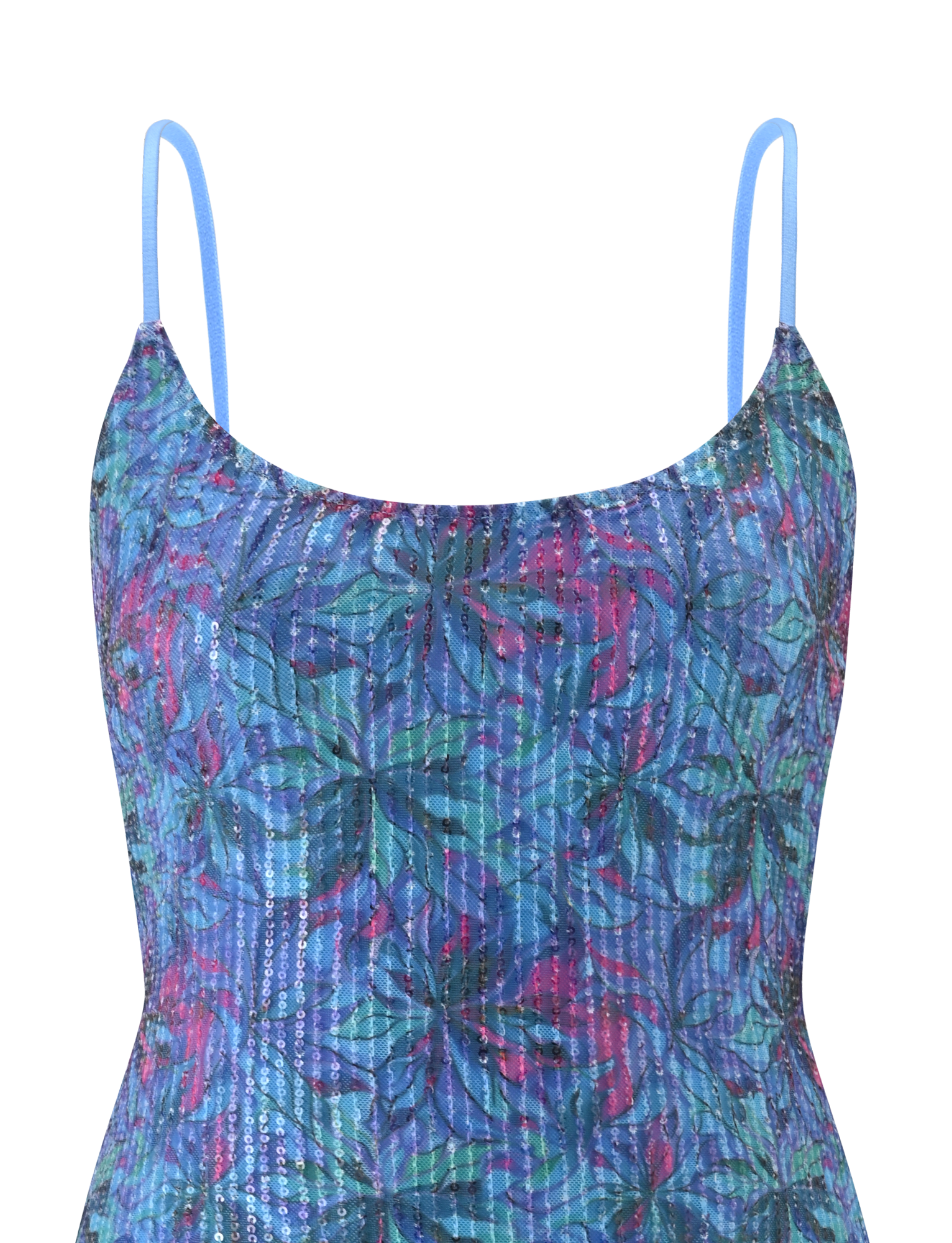 ZEINA MINI DRESS - BLUE FLORAL SEQUIN
