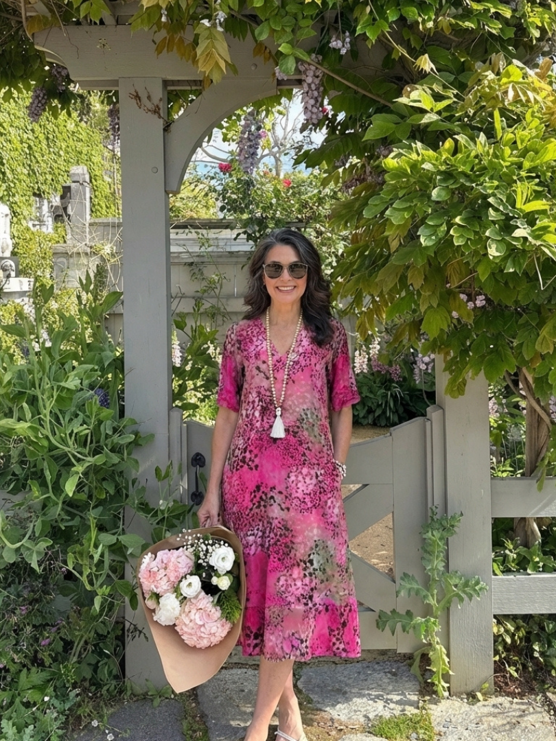 V-Neck Short Sleeve Leopard Print Pocket A-Line Midi Dress
