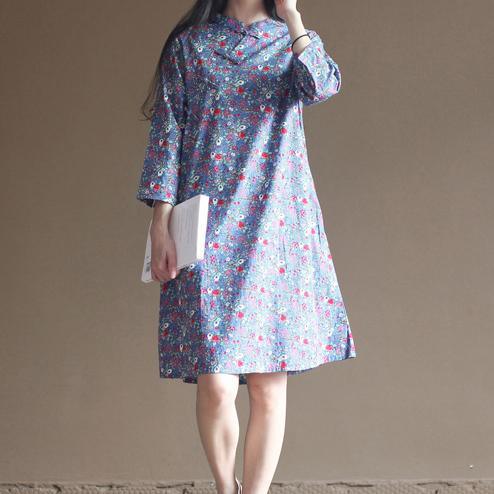The elegant Chinese style retro floral cotton dresses bracelet sleeve