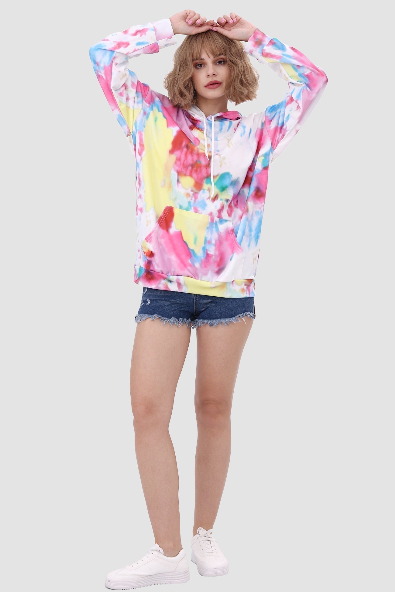 With Tie Hoodie Dye Drawstring Multicolor / Xl