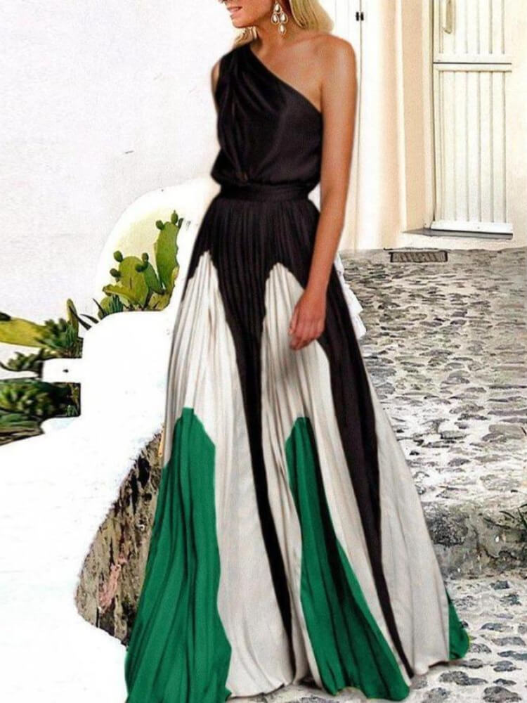 To the Maxi Pleated One-shoulder Dress