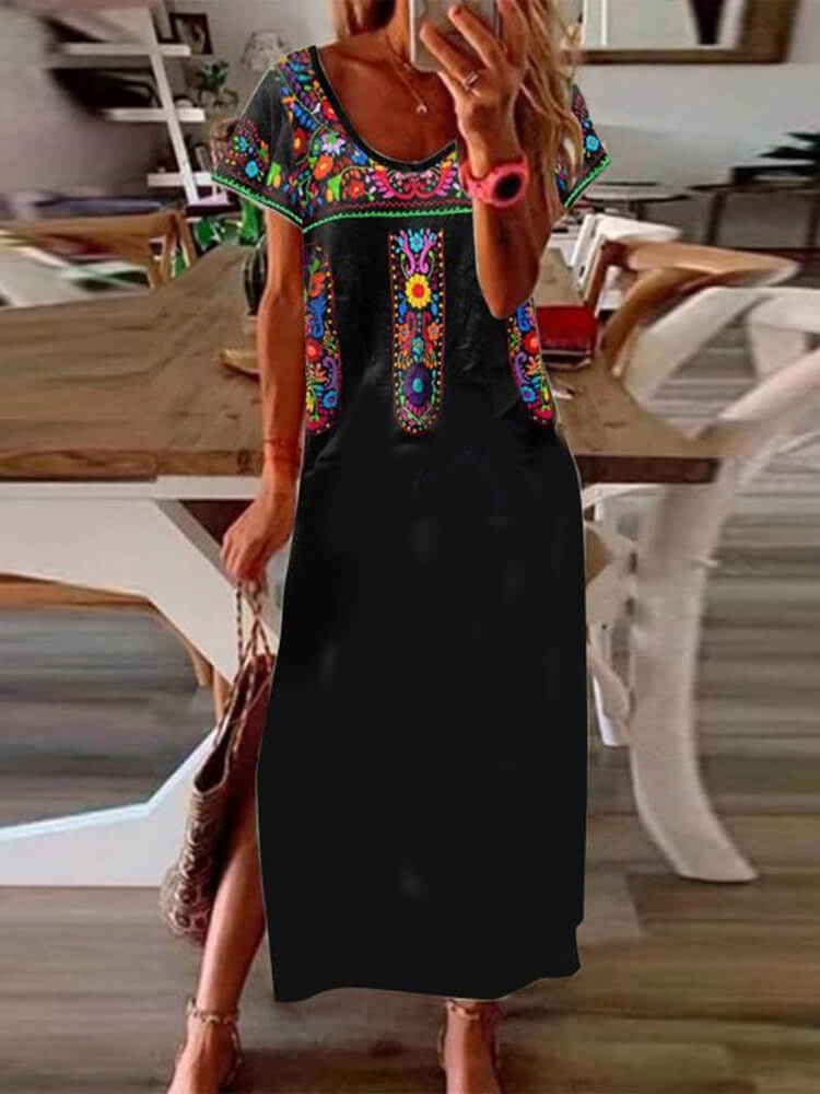 Trendy Black Print Maxi Dress