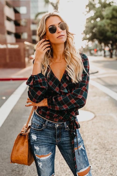 Back to School Tartan Ruffle Shirt - 2 Colors