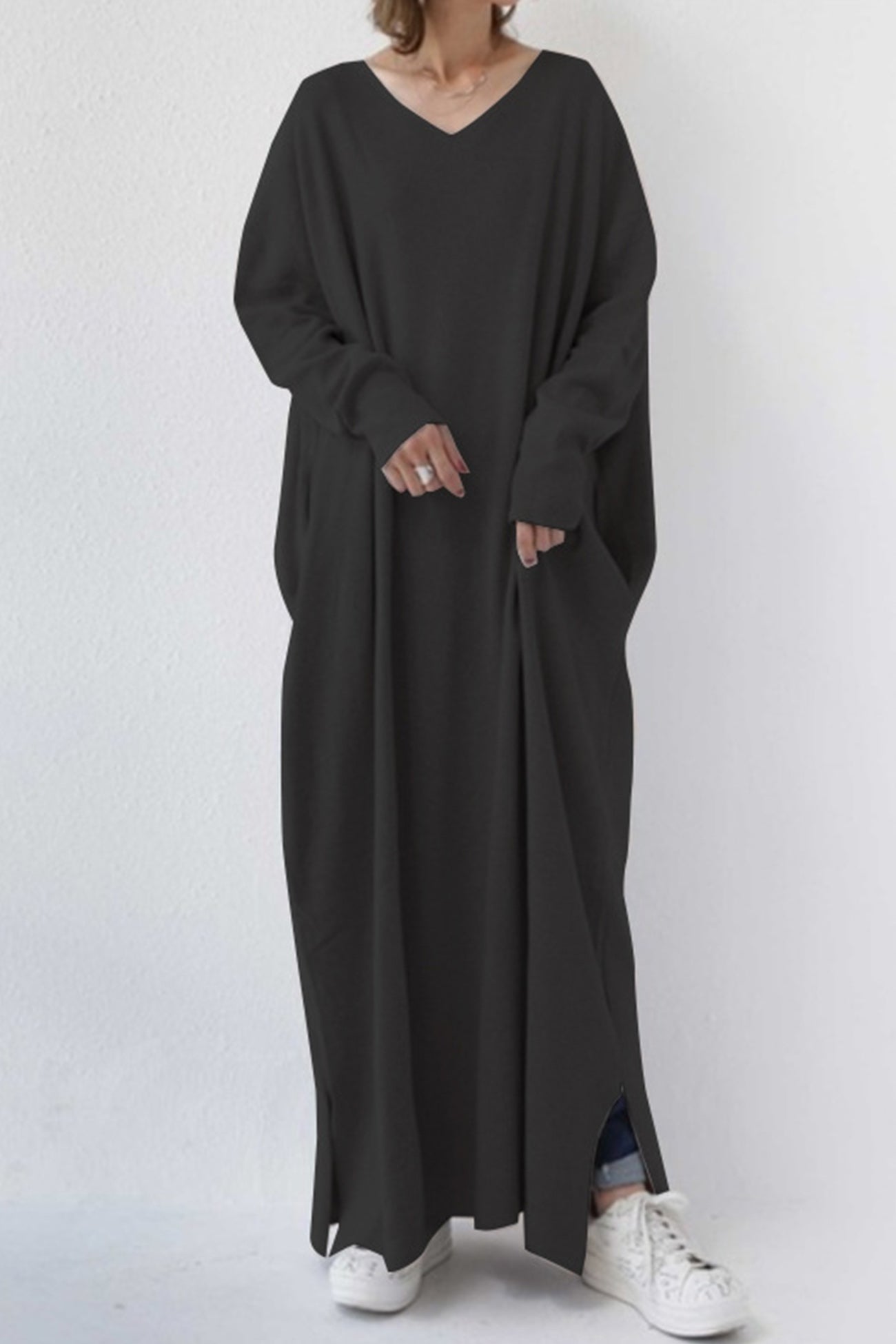 Elsa V Neck Sweatshirt Classic Dress for Everyday Wear Boutique Fashion Style