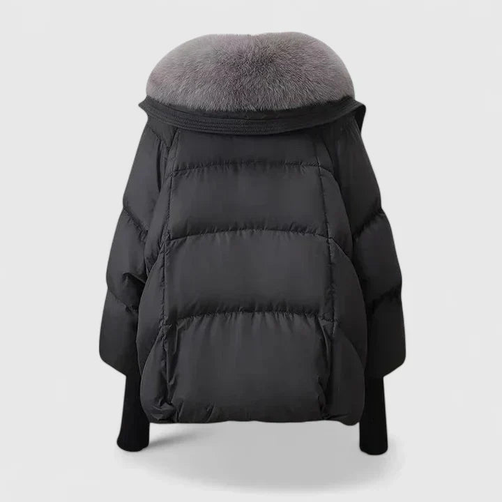 Faux Fur Collar Zip-Front Quilted Puffer Down Jacket