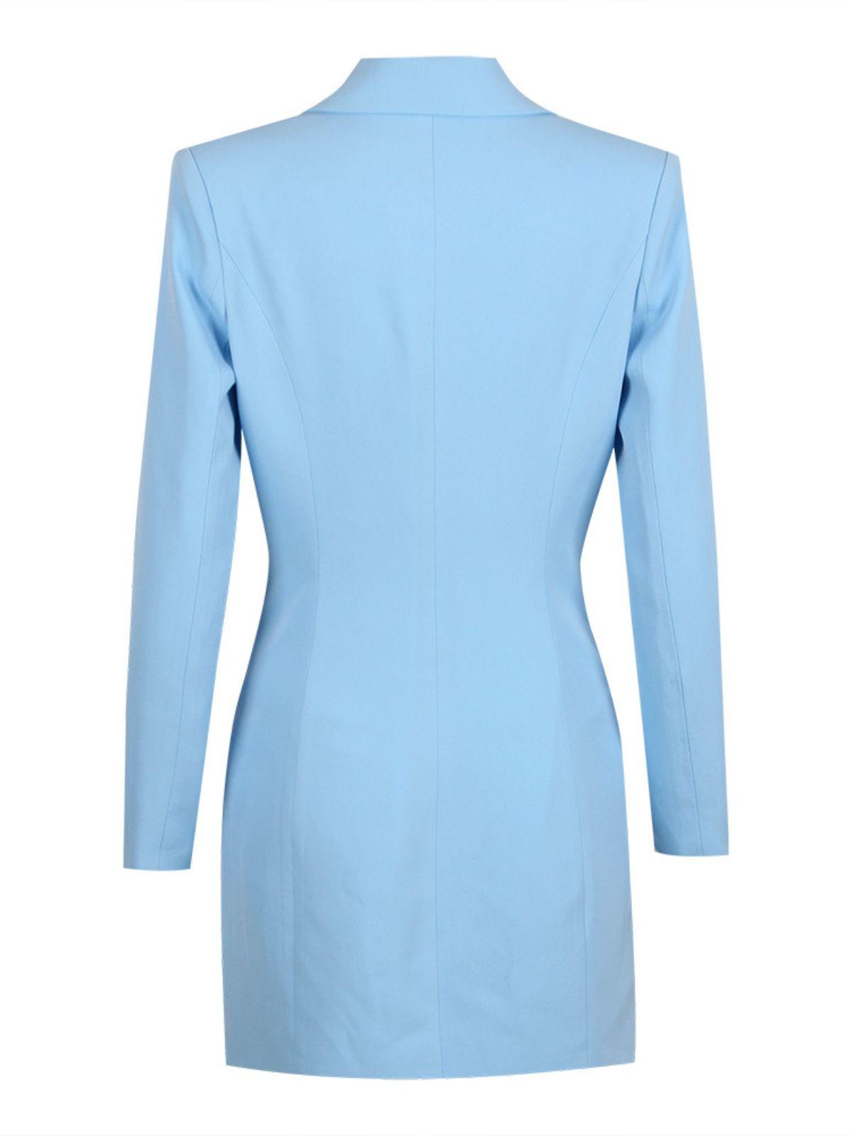 Lapel Collar Long Sleeve Crystal Fringe Double Breasted Blazer Mini Dress