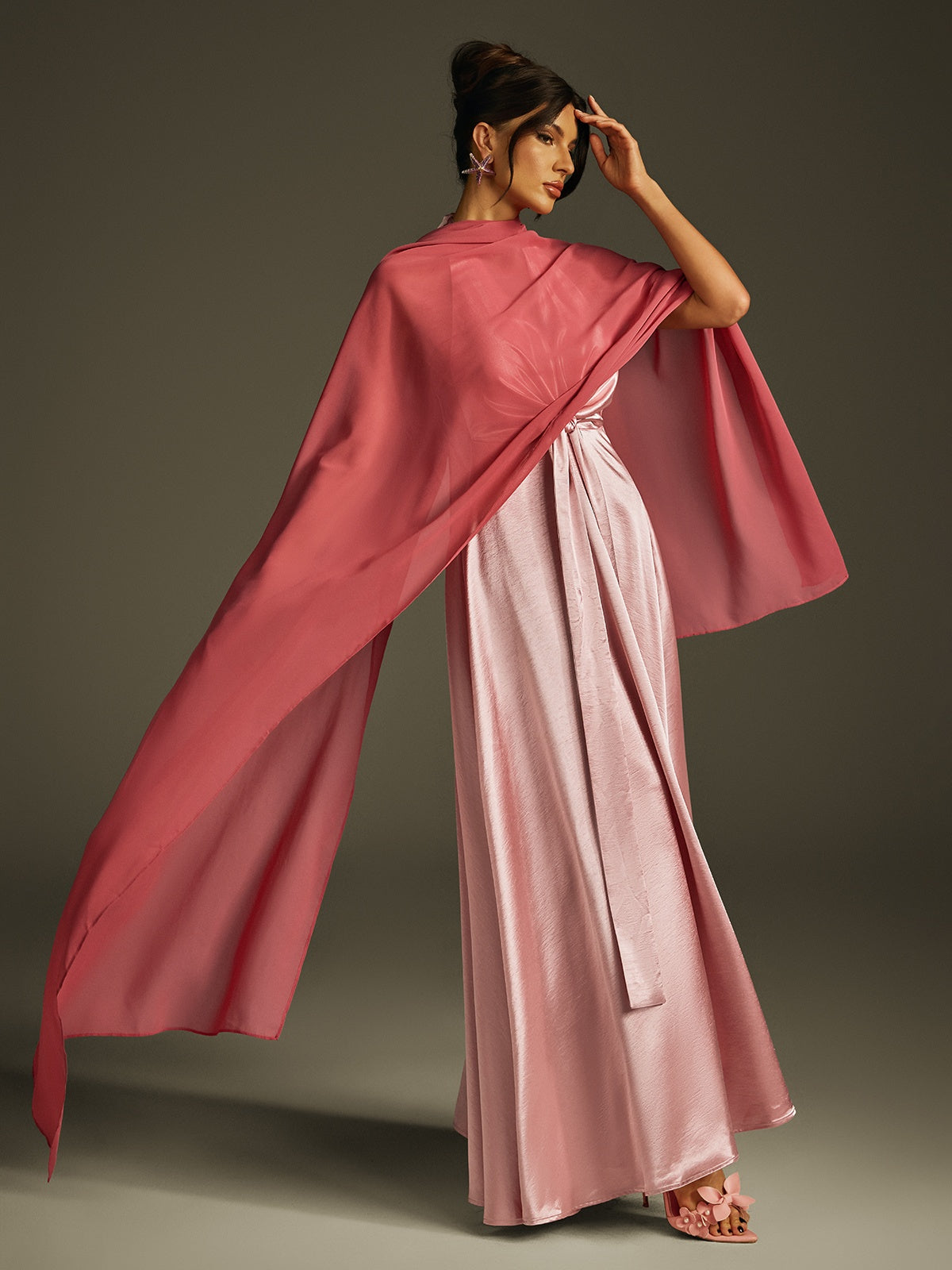 Backless Shawl Maxi Dress
