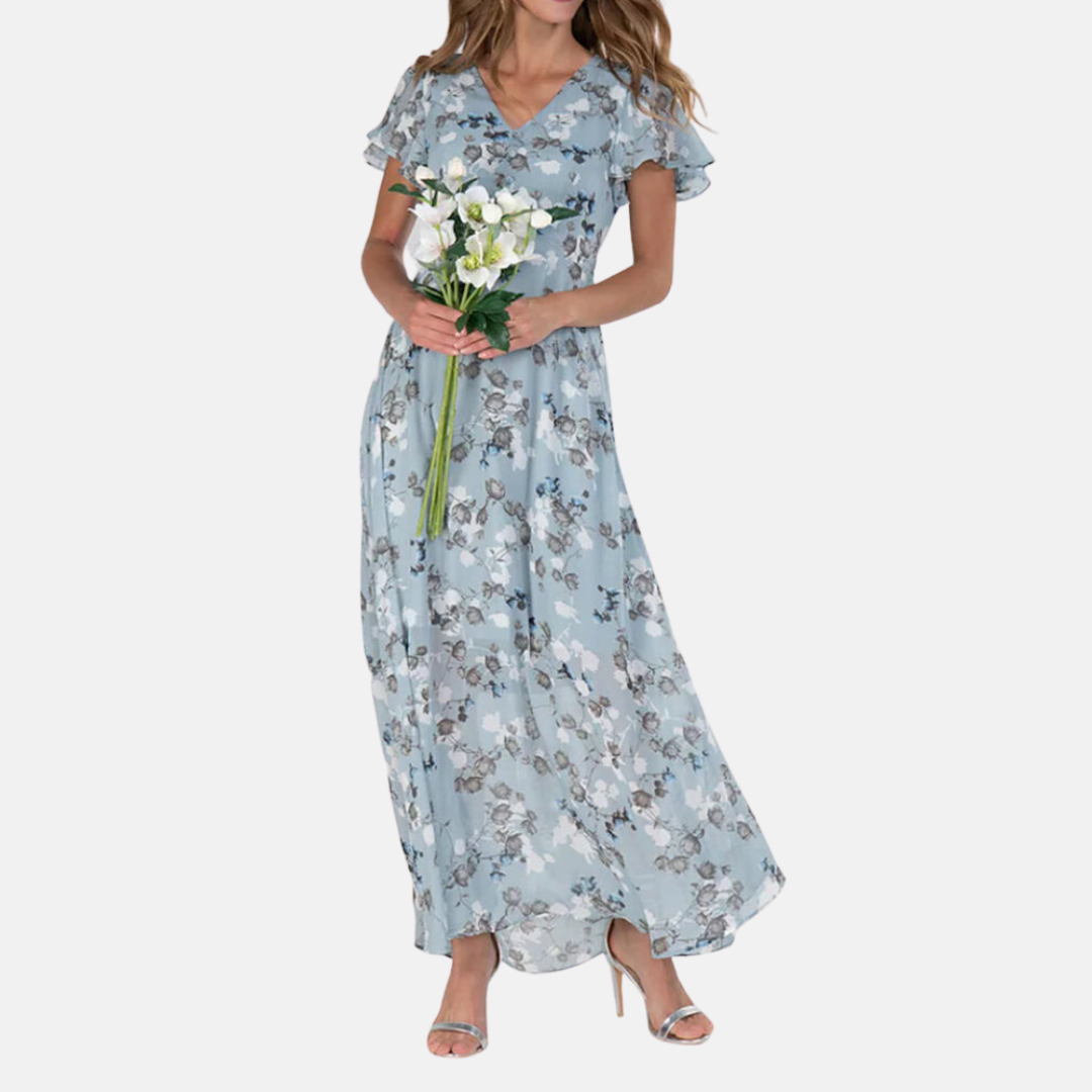 María Effortless Eugenia Floral Print Dress Elevated Occasion Wear