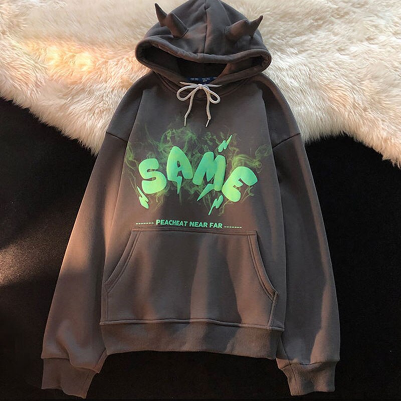 Letter Print Long Sleeve Hoodie