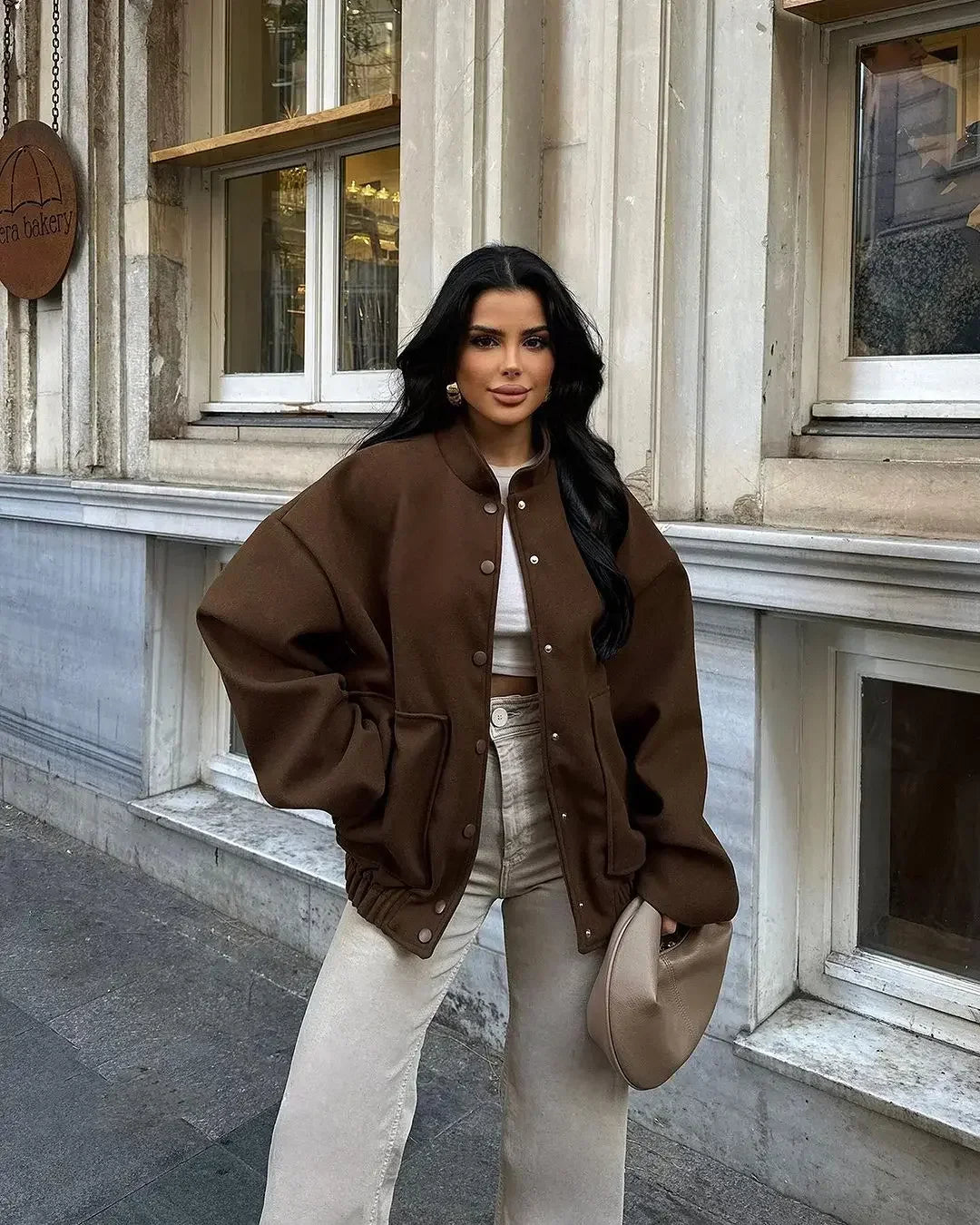 Vintage Brown Long Casual Single Breasted Fashion New Coat