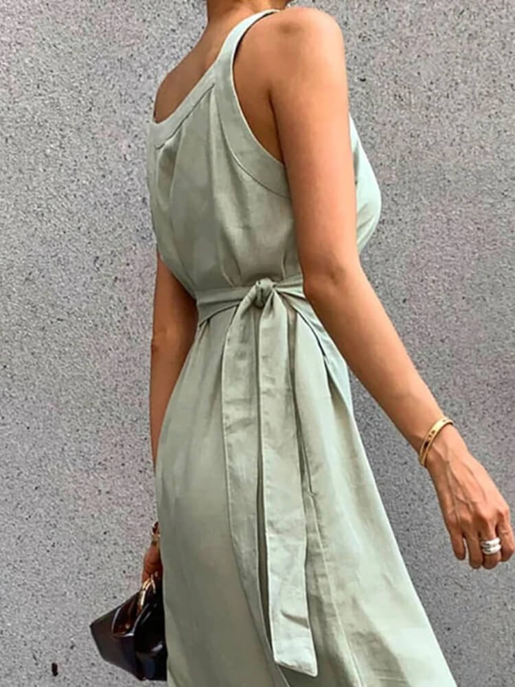 Vintage Sleeveless Plain Maxi Dress