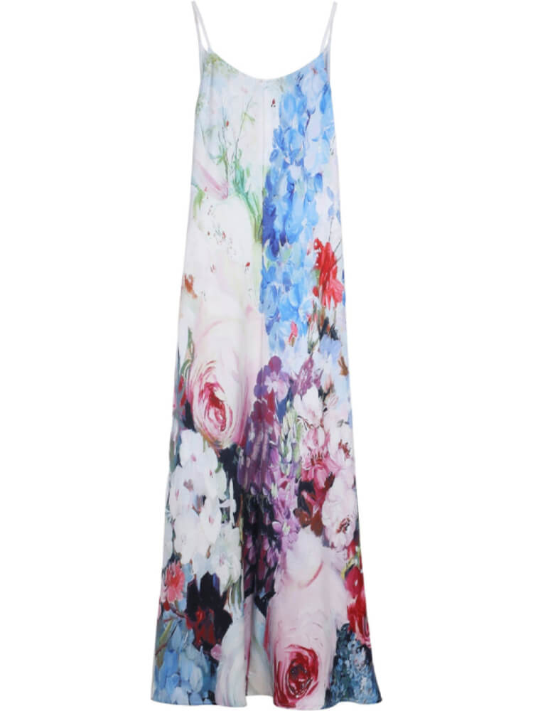 Watercolor Floral Bouquet Maxi Dress