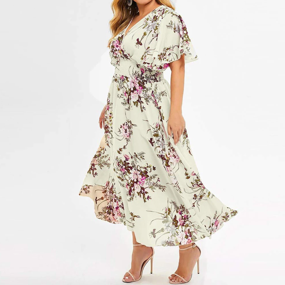 Criselda Long Dress Made of Floral Chiffon for Women Streetwear Style