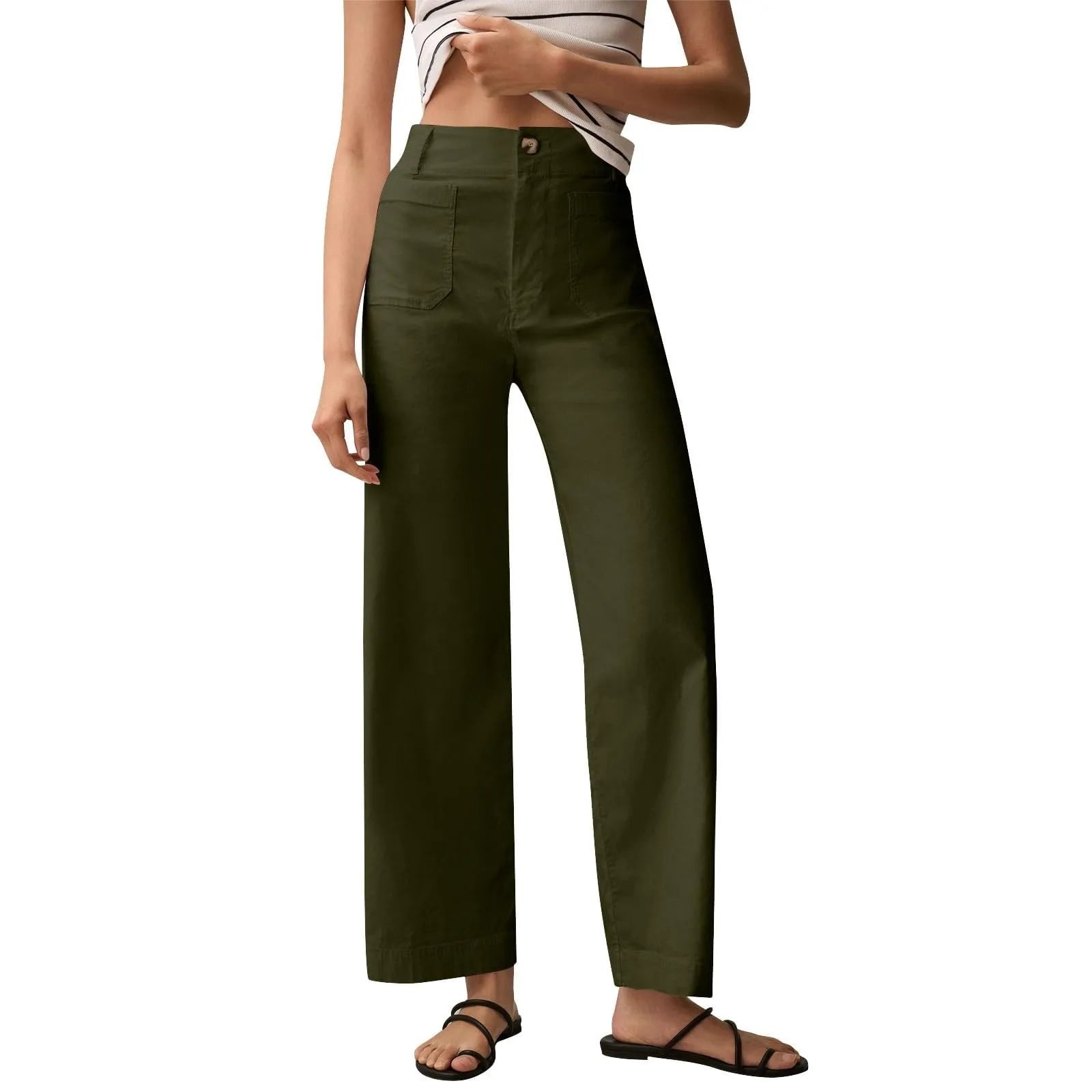 High Waist Patch Pocket Straight Pants AG / S