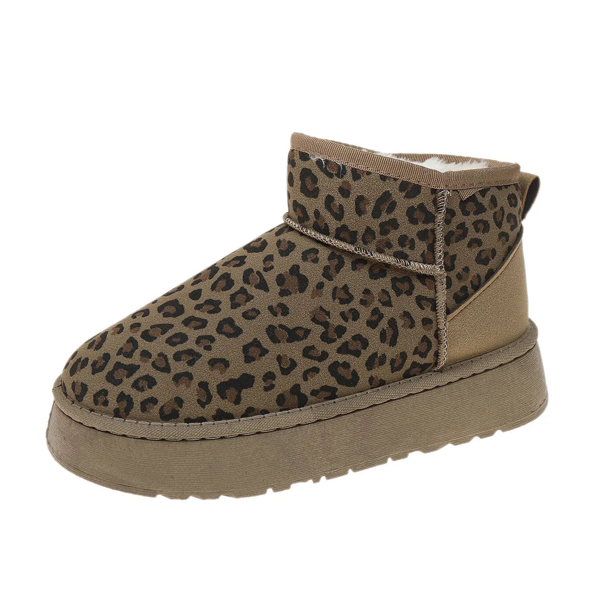 Leopard Print Nonslip Wearresistant Fashion Plush Short Snow Boot