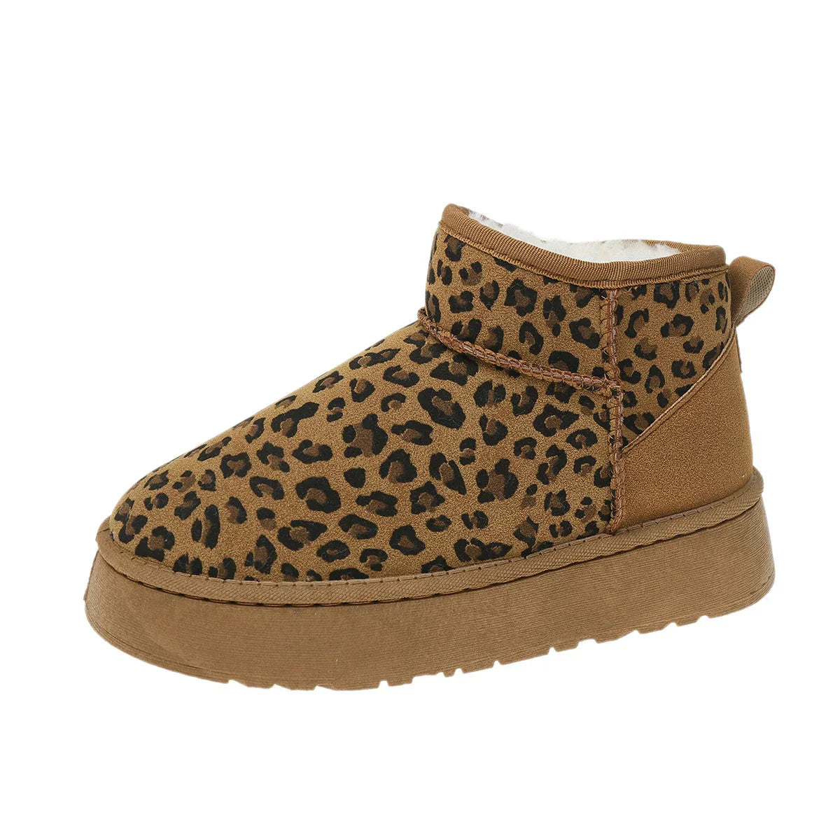 Leopard Print Nonslip Wearresistant Fashion Plush Short Snow Boot
